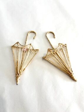 Vintage SET OF TWO boho wicker umbrellas wall pockets boho wall decor art vases